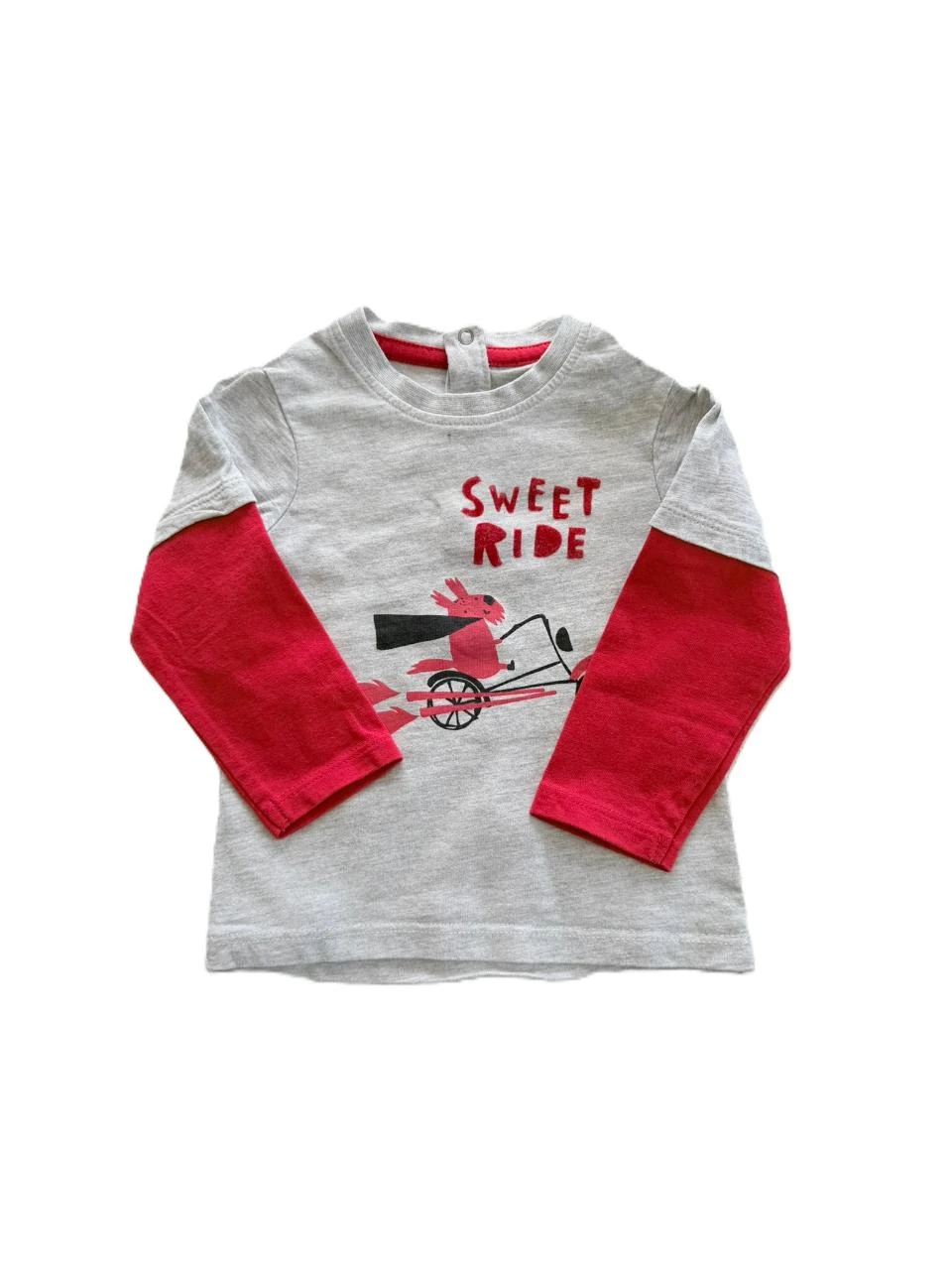T shirt gris et rouge manches longues Orchestra 9 mois